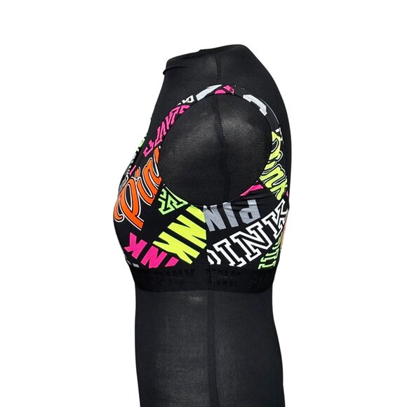 Victorias Secret PINK Ultimate Unlined Sports Bra Neon Print Stretch S/P - Picture 3 of 9